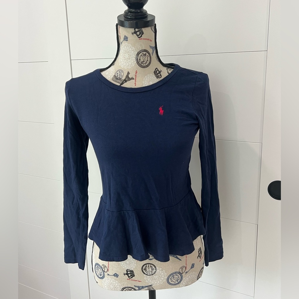 Ralph Lauren Girls Navy Blue Long Sleeve Shirt - Size 12